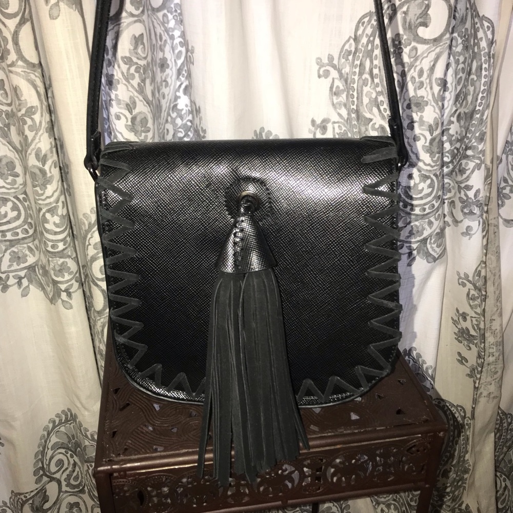 Fun Black Tassel Cross Body Bag